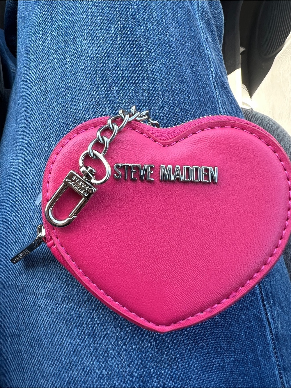 Steve Madden Hot Pink Heart Key & Card Pouch